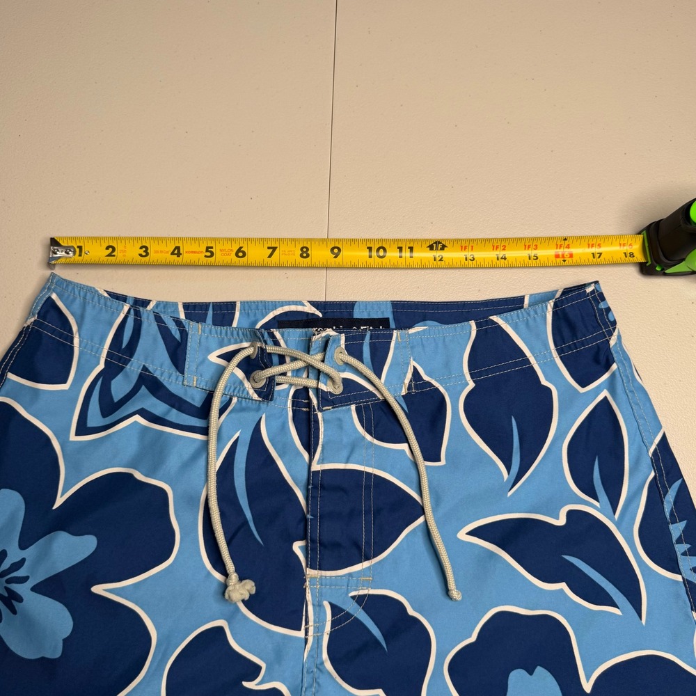 Abercrombie & Fitch Mens Size 34 Blue Floral Board Shorts Swim Trunks Hibiscus - Picture 4 of 12